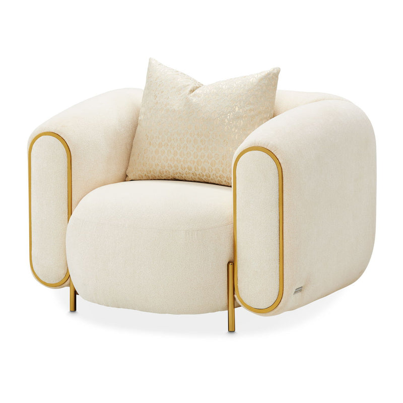 Sassani - Accent Chair - Crepe / Gold - R&R Furniture Gallery (Fountain Valley, CA)
