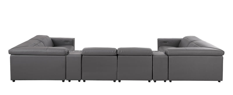 1208 - 8 Piece Modular Leather Sectional With 2 Power Recliners & Power Headrests
