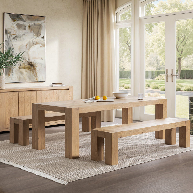 Classic Home Bristol dining bench with wooden seat and sturdy legs, ideal for kitchen or dining room seating.