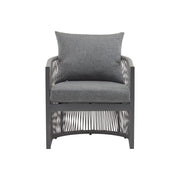 Modern Curved Aluminum Lounge Chair With Stylish Rope Weave Design And Cushioned Comfort For Outdoor - R&R Furniture Gallery (Fountain Valley, CA)