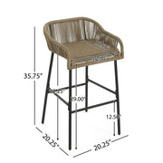 La Push - Outdoor Rope Barstool (Set of 2) - Black / Brown - R&R Furniture Gallery (Fountain Valley, CA)