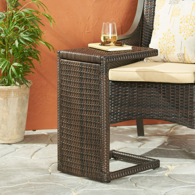 Bucharest - End Table C Shaped Side Table Rattan - Brown - R&R Furniture Gallery (Fountain Valley, CA)