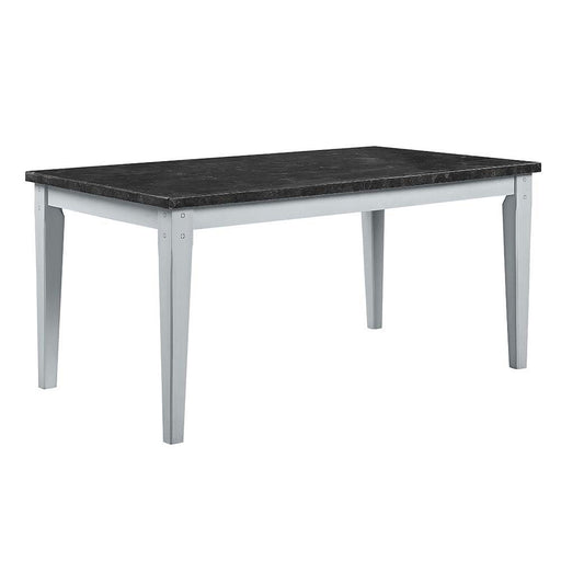 Lanton - Dining Table - Natural Marble & Antique White - R&R Furniture Gallery (Fountain Valley, CA)