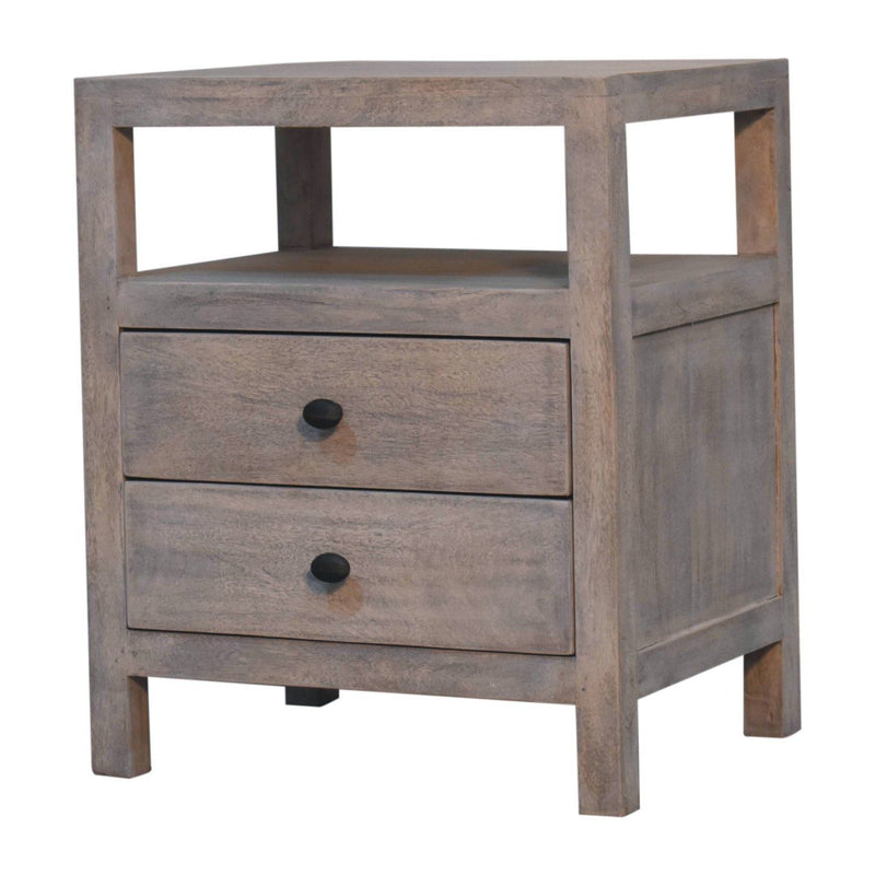 2 Drawer Open Bedside Table - Gray Ash - R&R Furniture Gallery (Fountain Valley, CA)