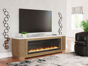 Camdill - 80" TV Stand With Electric Fireplace - Light Brown - R&R Furniture Gallery (Fountain Valley, CA)