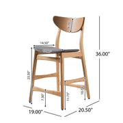 Noble House retro modern counter height stool set with cushioned seats, featuring stylish design and sturdy wooden legs.