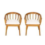 Klismos - Dining Armchair (Set of 2) - Teak / Beige - R&R Furniture Gallery (Fountain Valley, CA)