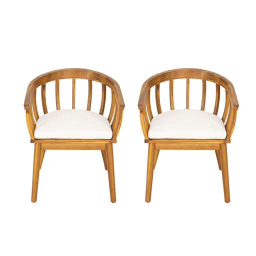 Klismos - Dining Armchair (Set of 2) - Teak / Beige - R&R Furniture Gallery (Fountain Valley, CA)