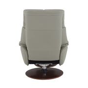 Kandoro - Motion Accent Chair With Swivel & Ottoman - Gray Leather & Brown Base - R&R Furniture Gallery (Fountain Valley, CA)