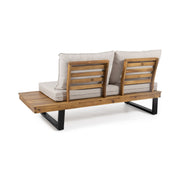 Sebastian Noble House 2-piece outdoor sofa set with beige water-resistant cushions and teak frame, perfect for patio seating.