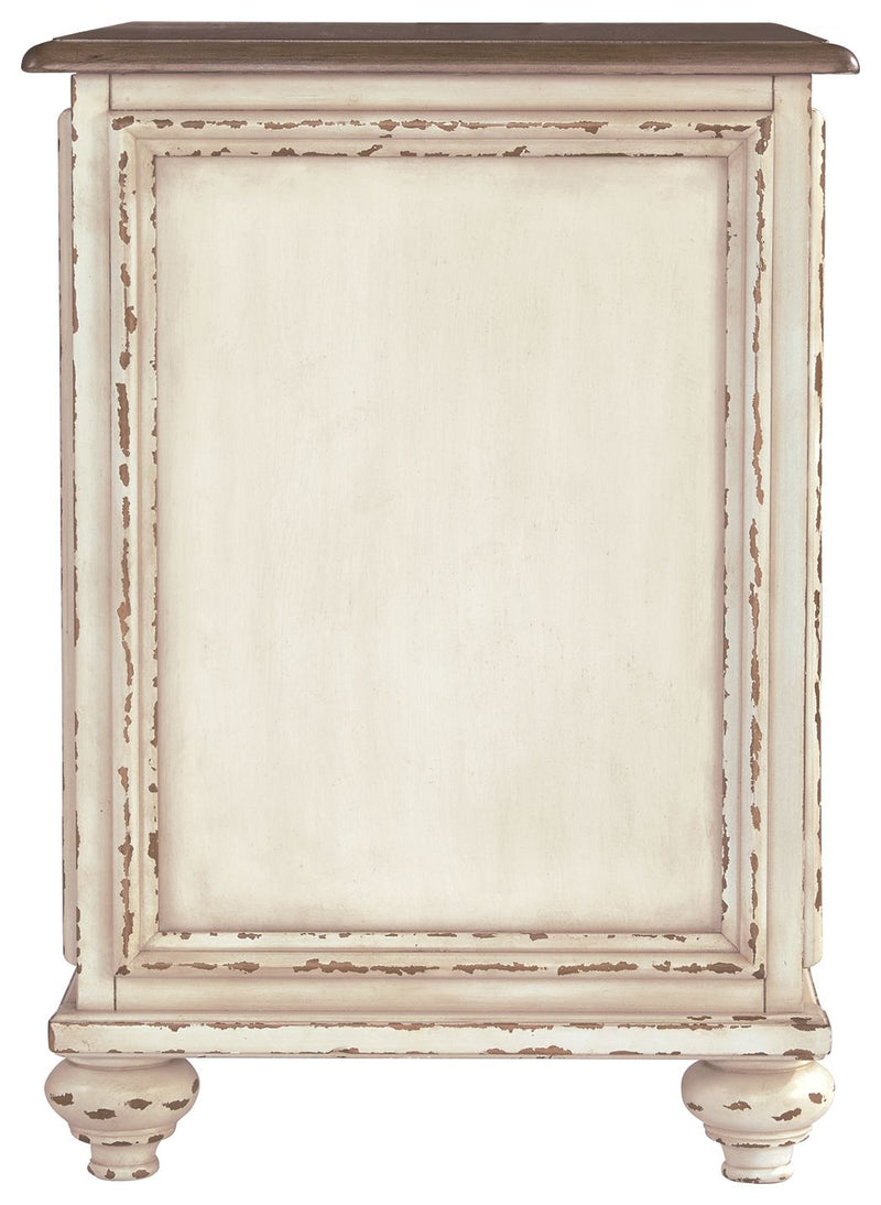 Realyn - Chair Side End Table - Insert Mirror - White / Brown - R&R Furniture Gallery (Fountain Valley, CA)
