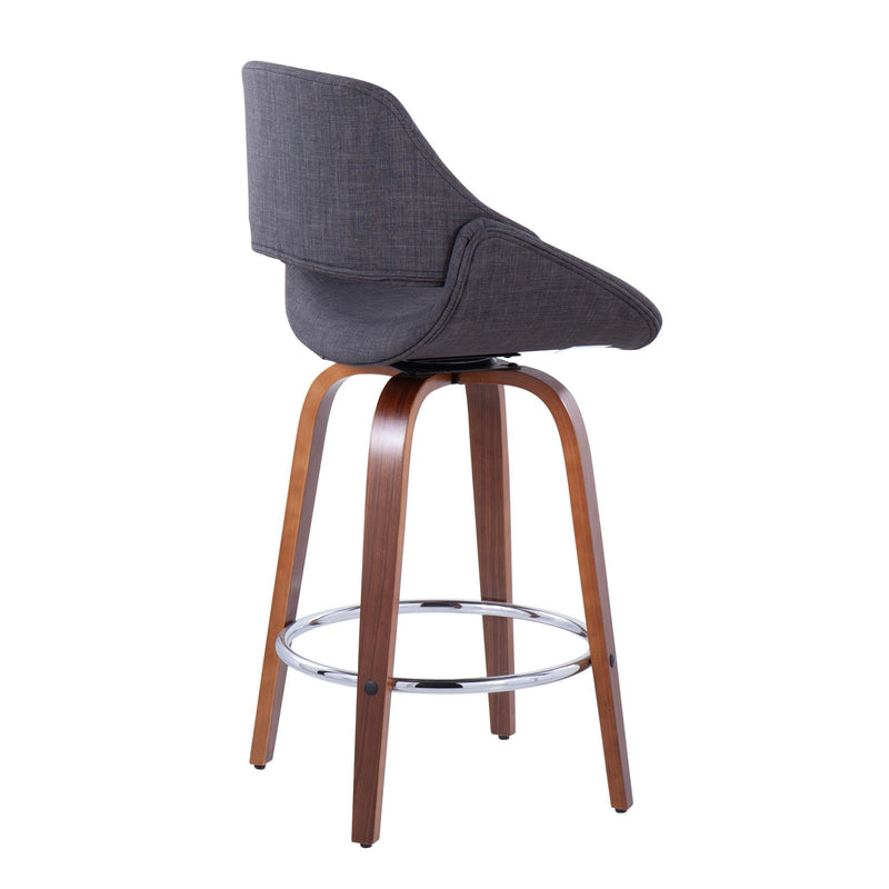 Lumi Source Fabrico mid-century modern counter stool set with fixed height, round footrest, sleek wooden design, set of two