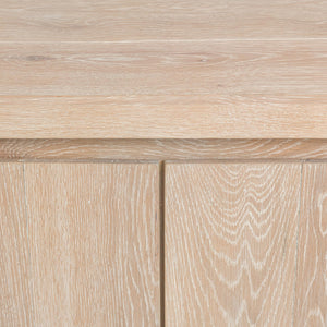 Classic Home Bristol 4-door buffet cabinet with wood finish, featuring sleek doors and ample storage space.