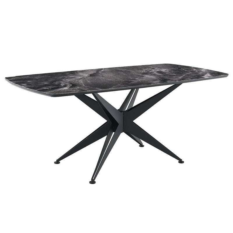 Klaus - Dining Table - Crystal Tempered Glass Top & Black Finish - R&R Furniture Gallery (Fountain Valley, CA)