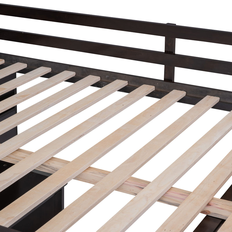 DreamHaus loft bed with integrated drawers, desk, and wardrobe, showcasing a modern wooden design suitable for a child's bedroom.