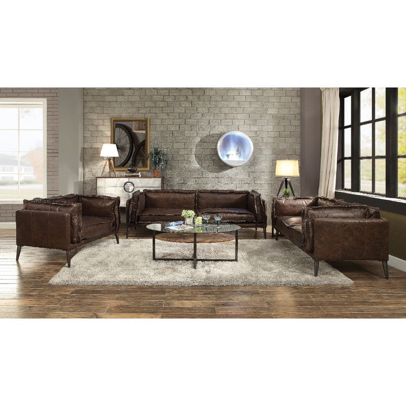 Porchester - Sofa - Distress Chocolate Top Grain Leather - R&R Furniture Gallery (Fountain Valley, CA)