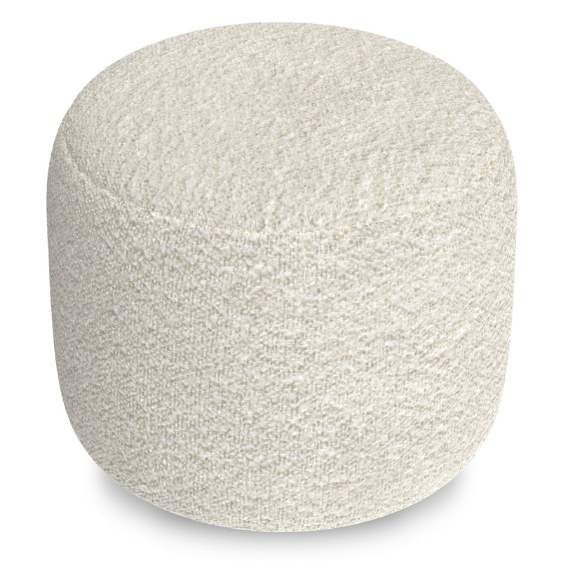 Chantal - Round Pouf - White - R&R Furniture Gallery (Fountain Valley, CA)