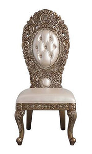 Constantine - Side Chair (Set of 2) - Synthetic Leather , Brown & Gold - R&R Furniture Gallery (Fountain Valley, CA)