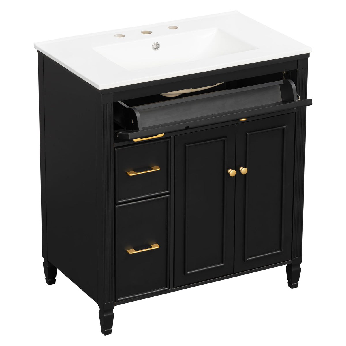 Freestanding Bathroom Vanity With Sink, Soft Close Door, Tip Out Drawer
