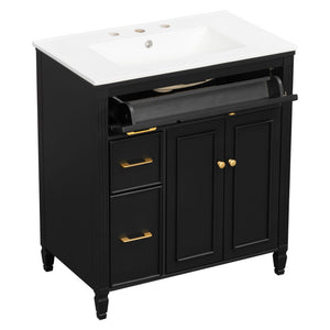 Freestanding Bathroom Vanity With Sink, Soft Close Door, Tip Out Drawer