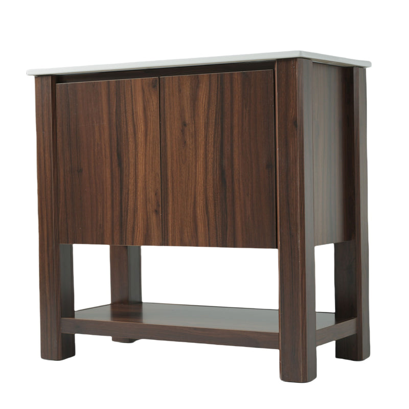 Modern Bathroom Vanity With Rectangle Ceramic Sink, Soft Closing Doors - R&R Furniture Gallery (Fountain Valley, CA)