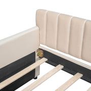 DreamHaus upholstered storage daybed with slat support, featuring a plush fabric-covered frame and integrated storage drawers.