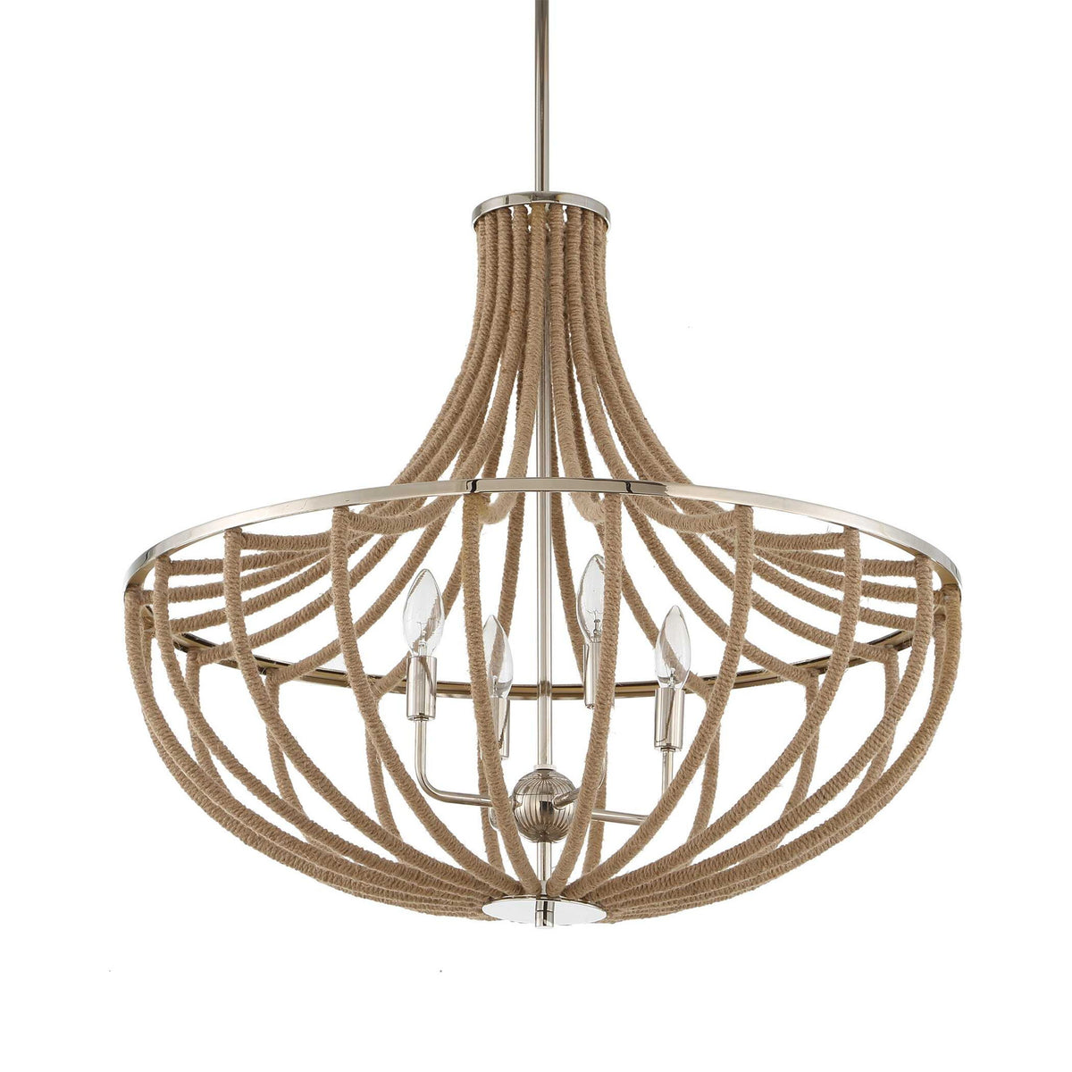 Lovelock - 4 Light Rope Empire Chandelier - Light Brown