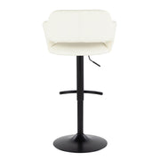 Set of two Lumi Source Margarite contemporary adjustable barstools with swivel and rounded T footrest, featuring modern design.