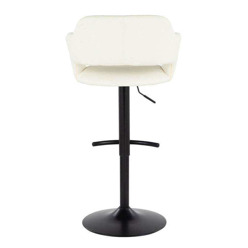 Set of two Lumi Source Margarite contemporary adjustable barstools with swivel and rounded T footrest, featuring modern design.