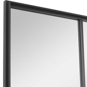 Uttermost Rousseau Iron Window Mirror in black, featuring a vintage-inspired windowpane design and a sleek black finish.