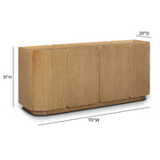 Natural ash Moora 4-door sideboard by TOV Furniture with sleek design and spacious storage, shown in a modern interior setting.