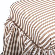 Gertrude striped linen upholstered ottoman by TOV Furniture, featuring a stylish design and plush cushion for versatile seating or decor.