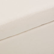 Beige upholstered storage ottoman with nailhead trim from Noble House, showing soft fabric and sturdy wooden legs.