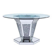 Noralie - Dining Table - Mirrored, Faux Diamonds & Clear Glass Top - R&R Furniture Gallery (Fountain Valley, CA)