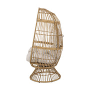 Noble House patio swivel basket egg chair with cushion, accent outdoor seating with woven wicker design and plush cushion for comfort.