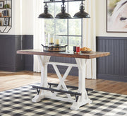 Valebeck - Rectangular Dining Room Counter Table - White / Brown - R&R Furniture Gallery (Fountain Valley, CA)