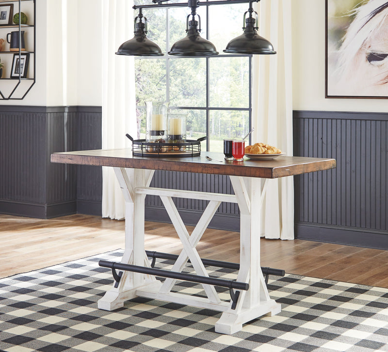 Valebeck - Rectangular Dining Room Counter Table - White / Brown - R&R Furniture Gallery (Fountain Valley, CA)