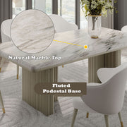 Charity - Dining Table - Natural Marble Top & Gray Oak - R&R Furniture Gallery (Fountain Valley, CA)