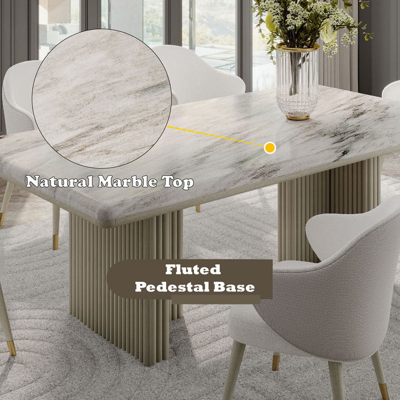 Charity - Dining Table - Natural Marble Top & Gray Oak - R&R Furniture Gallery (Fountain Valley, CA)