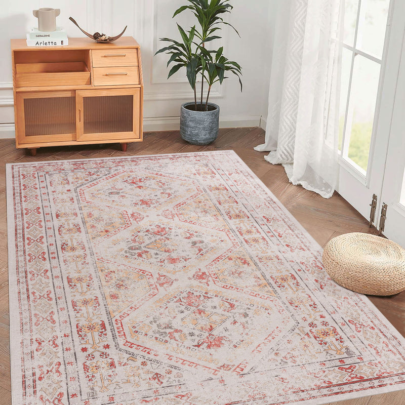 Maval - 8' X 10' Washable Area Rug - Beige - R&R Furniture Gallery (Fountain Valley, CA)