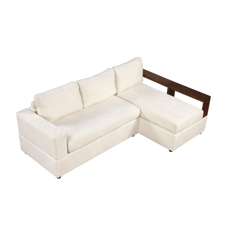 Noble House stationary sectional sofa with upholstered cushions and reversible armrests for a modern living room.