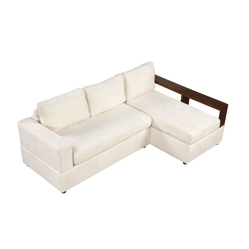 Noble House stationary sectional sofa with upholstered cushions and reversible armrests for a modern living room.
