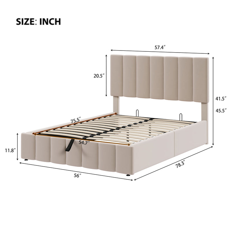 Elegant Upholstered Platform Bed With Hydraulic Storage System - R&R Furniture Gallery (Fountain Valley, CA)