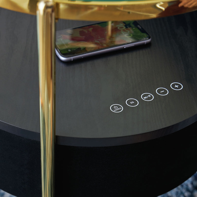 Nedman - Accent Table With Speaker - Black / Gold Finish - R&R Furniture Gallery (Fountain Valley, CA)
