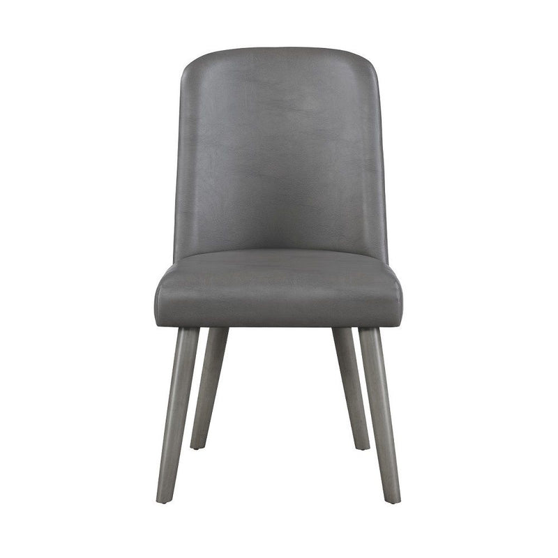 Waylon - Side Chair (Set of 2) - Gray Synthetic Leather & Gray Oak - R&R Furniture Gallery (Fountain Valley, CA)