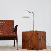 Ornate - Ring Base Curved Table Lamp With Triangle Drum Shade - Gold / White - R&R Furniture Gallery (Fountain Valley, CA)