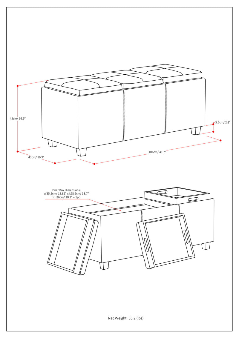 Avalon - Multi Functional Storage Ottoman - R&R Furniture Gallery (Fountain Valley, CA)