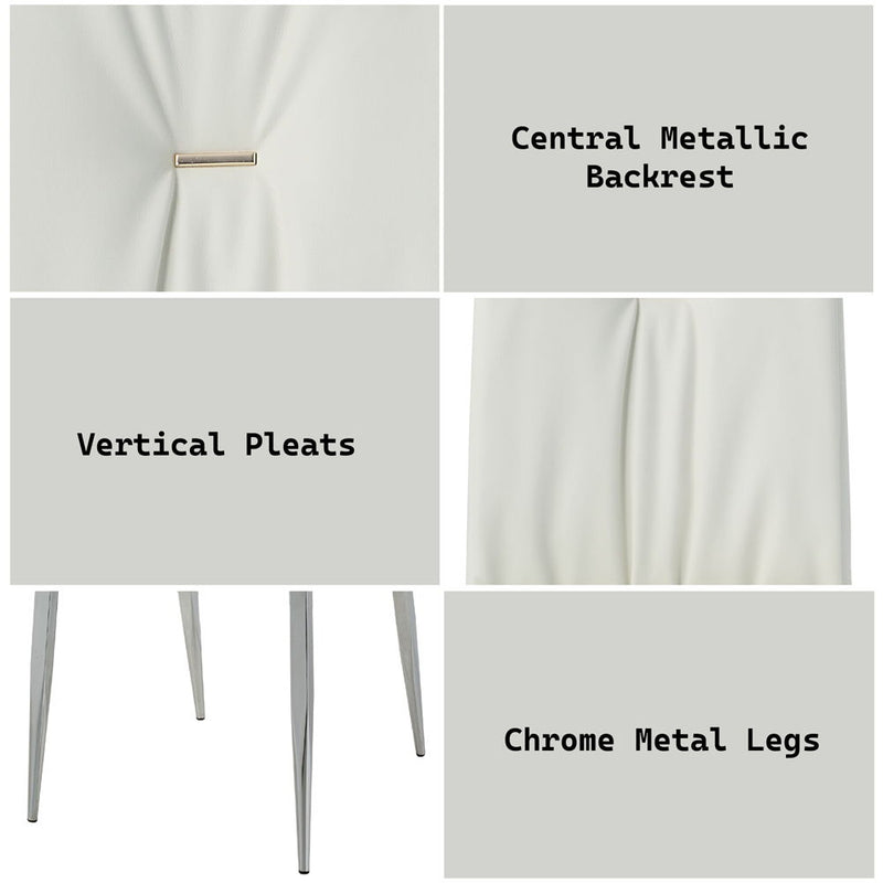 Kamaile - Side Chair (Set of 2) - Beige Synthetic Leather & Chrome - R&R Furniture Gallery (Fountain Valley, CA)