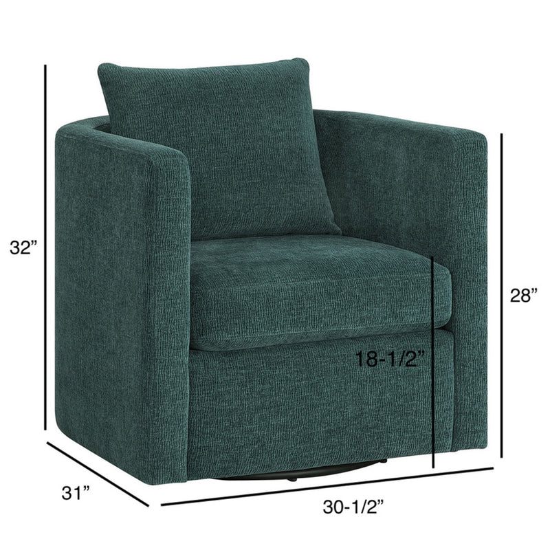 Sutton - Swivel Barrel Chair - Peacock - R&R Furniture Gallery (Fountain Valley, CA)