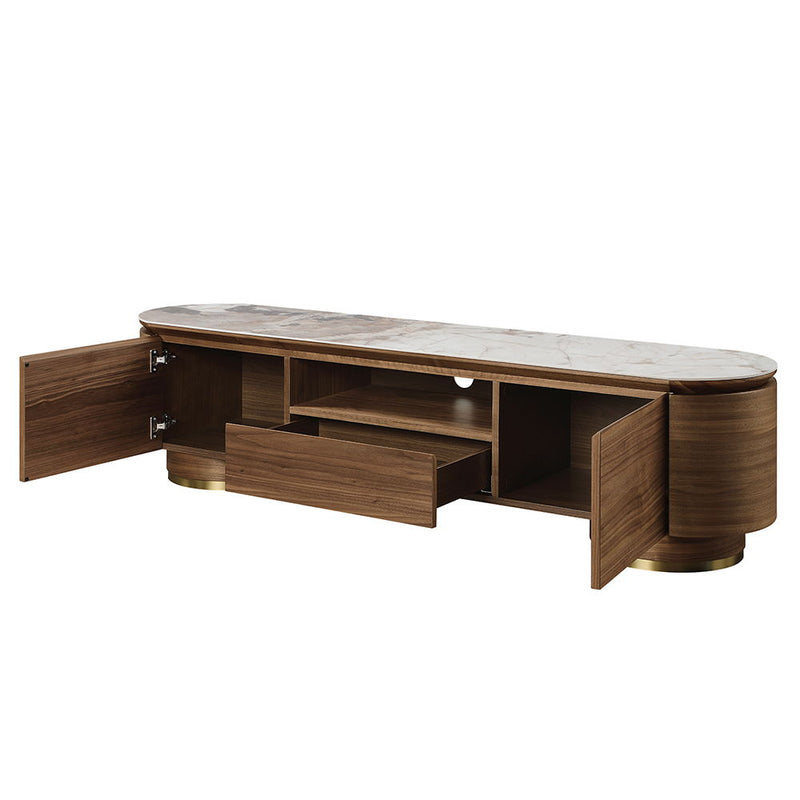 Willene - TV Stand With Ceramic Top - Ceramic Top & Walnut - R&R Furniture Gallery (Fountain Valley, CA)